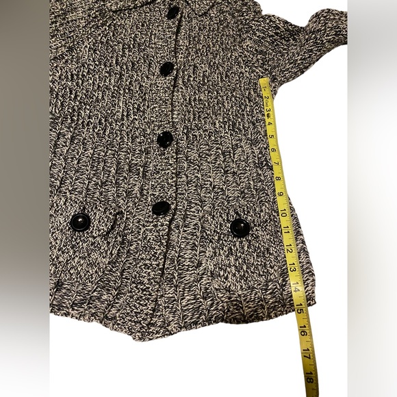 Ann Taylor Women’s Medium Open Cardigan Sweater Chunky Knit Black White Gray - Picture 5 of 13